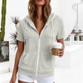 thumbnail image 6 of Women's Short Sleeve Zip Up Hoodie Lightweight Sweatshirt Jacket Full Zip Drawstring Hooded Outerwear with Pockets Casual Summer Athletic Coat Workout, 6 of 8