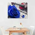 thumbnail image 2 of Shiartex  Royal Blue Wall Art Blue Rose Violin Pictures Musical Canvas Artwork Painting Gallery Wrapped Ready to Hang 16x12in, 2 of 6