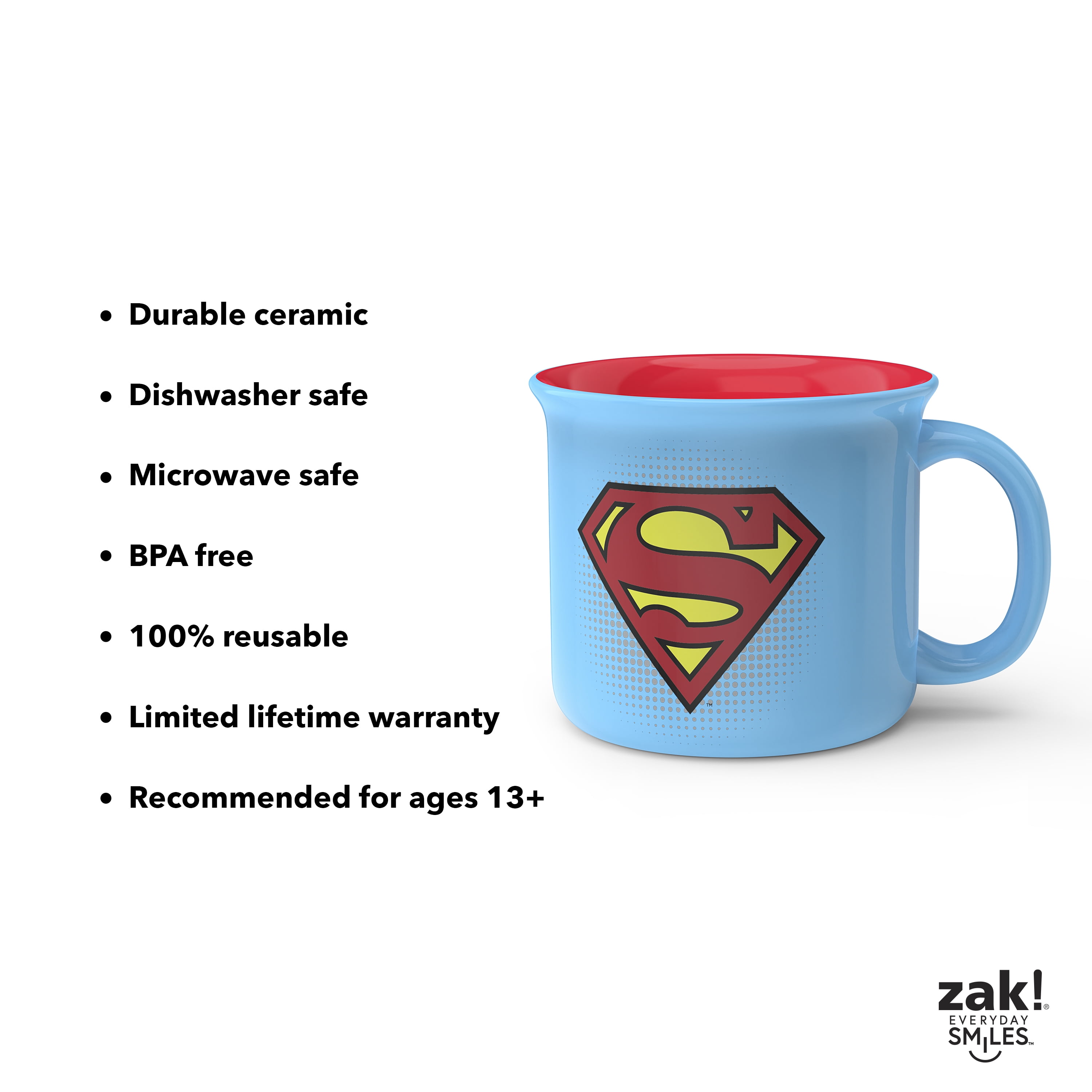 Zak Designs 16oz Superman Camper Ceramic Mug with Handle