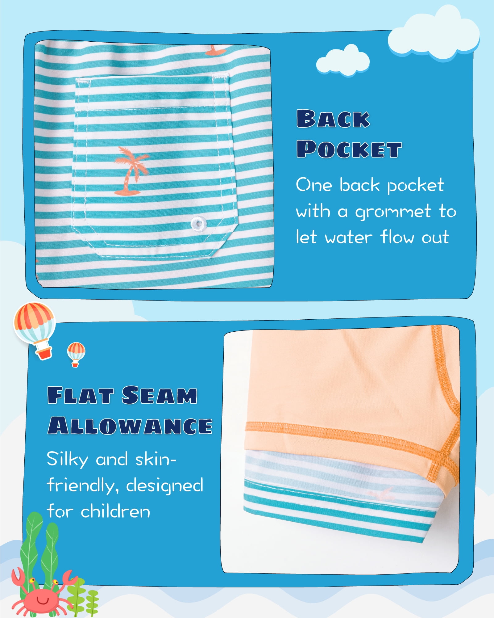 SURF CUZ Boys Swim Trunks with Boxer Brief Liner Toddler Boy Stretch Swimsuit Shorts Quick Dry Swimming Trunks Bathing Suit