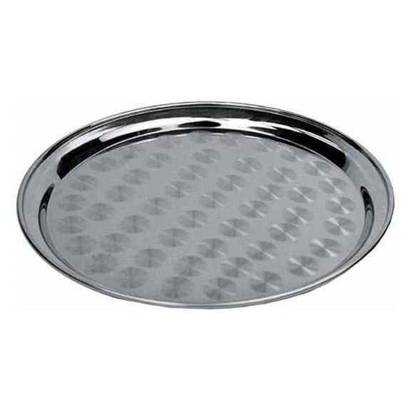 Round Tray with Swirl Pattern, 16-Inch, Stainless Steel