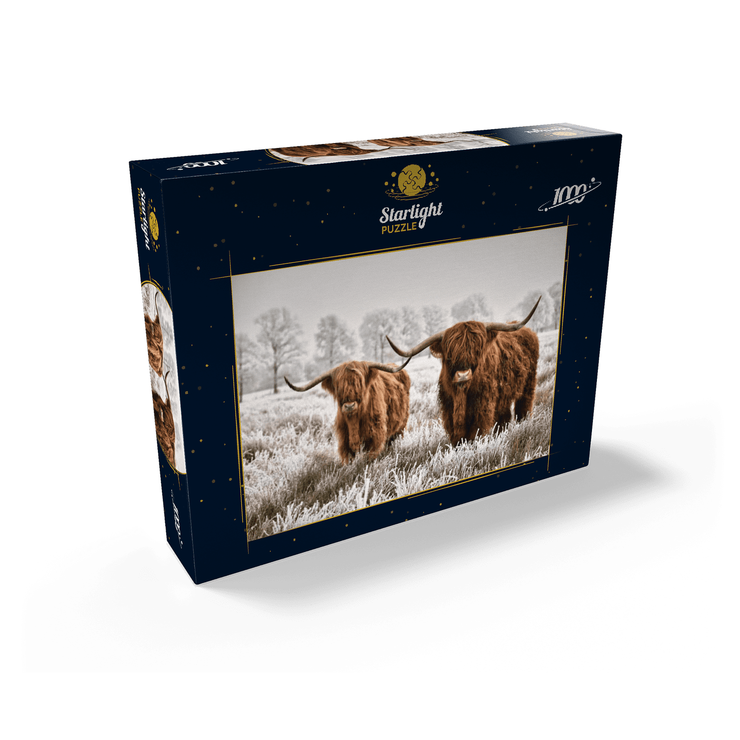 MyPuzzle - Hairy Scottish Highland Cattle In A Winter Landscape - Premium 1000 Piece Jigsaw Puzzle for Adults