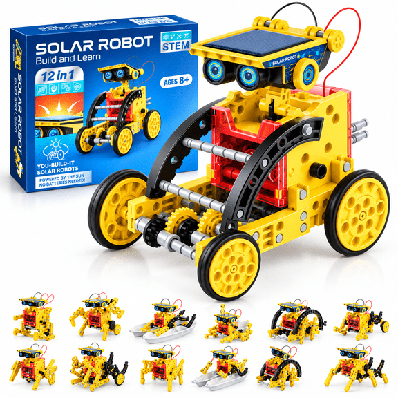 Solar Robot Building Kit,12-in-1 DIY Science Educational Robotic Toys Gift for Boys Aged 8-13