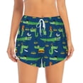 thumbnail image 2 of Cauagu Little Pirate Crocodile Print Women's 2 in 1 Running Shorts Athletic Workout Gym Yoga Shorts Running Shorts for Women-Large, 2 of 7