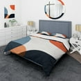 thumbnail image 1 of Designart "Minimal Boho Pattern in Blue and Orange II" Abstract Minimalism Bedding Covert Set - Abstract Blue Modern Bed Set With 2 Shams, 1 of 6