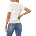 thumbnail image 3 of INSPIRE CHIC Women's Lace Tops Short Sleeve Lace Eyelet Button Down Blouse XS White, 3 of 6
