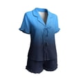 thumbnail image 5 of Gytharion Women's 2 Piece Pajama Sets Lapel Lace Up Ruffled Shirts and Elastic Waist Shorts Ladies Fashion Gradient Lounge Sets, 5 of 5