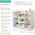 thumbnail image 2 of Wooden Cube Bookcase with Legs - 3-Tier Open Shelf Kidsroom Sorted Storage Cabinet Organizer for Books and Toys, 9-Cube Lattice Cute Cubby Bookshelf in Pearl White, 39" W, 2 of 7