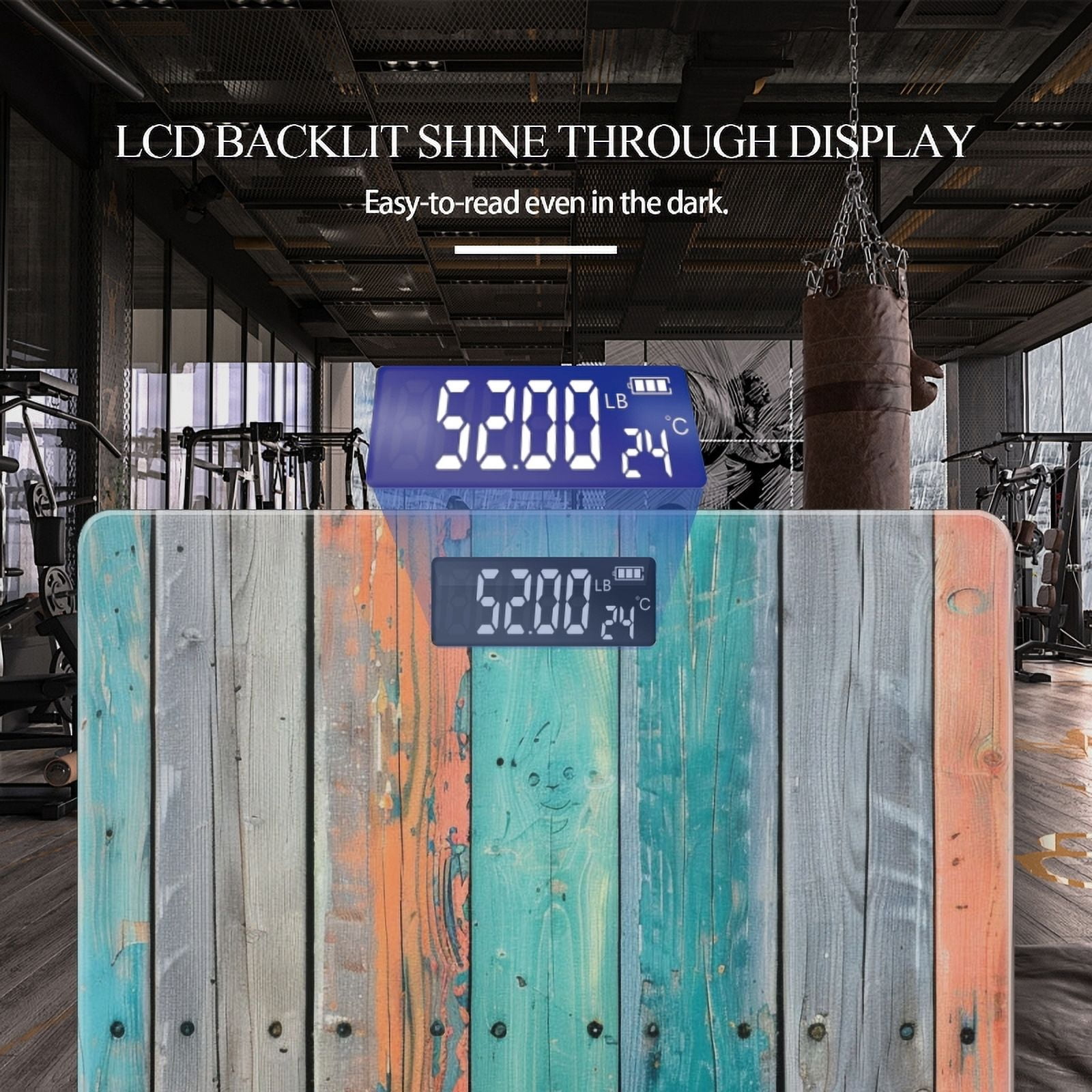 Bathroom Scale, Highly Accurate Digital Body Scale,Precisely Measures Weight up to 400 lbs-Wooden Fence Painted In Different Colors Of Teal