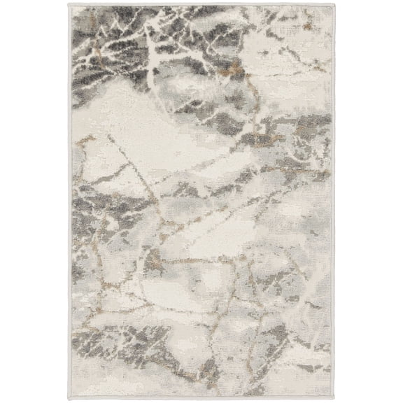 Nourison Elation Abstract Marble Indoor Rug Ivory Grey 2' x 3'