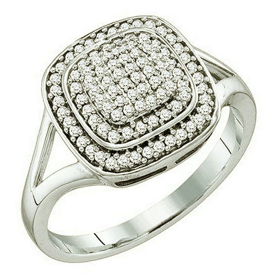 Dazzlingrock Collection 0.33 Carat (ctw) 10K Round White Diamond Ladies Split Shank Micro Pave Engagement Ring 1/3 CT, White Gold