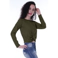 thumbnail image 2 of Moomaya Womens Full Sleeves Front Knot Crop Top Summer Tshirt Plain Tee Tops, 2 of 8