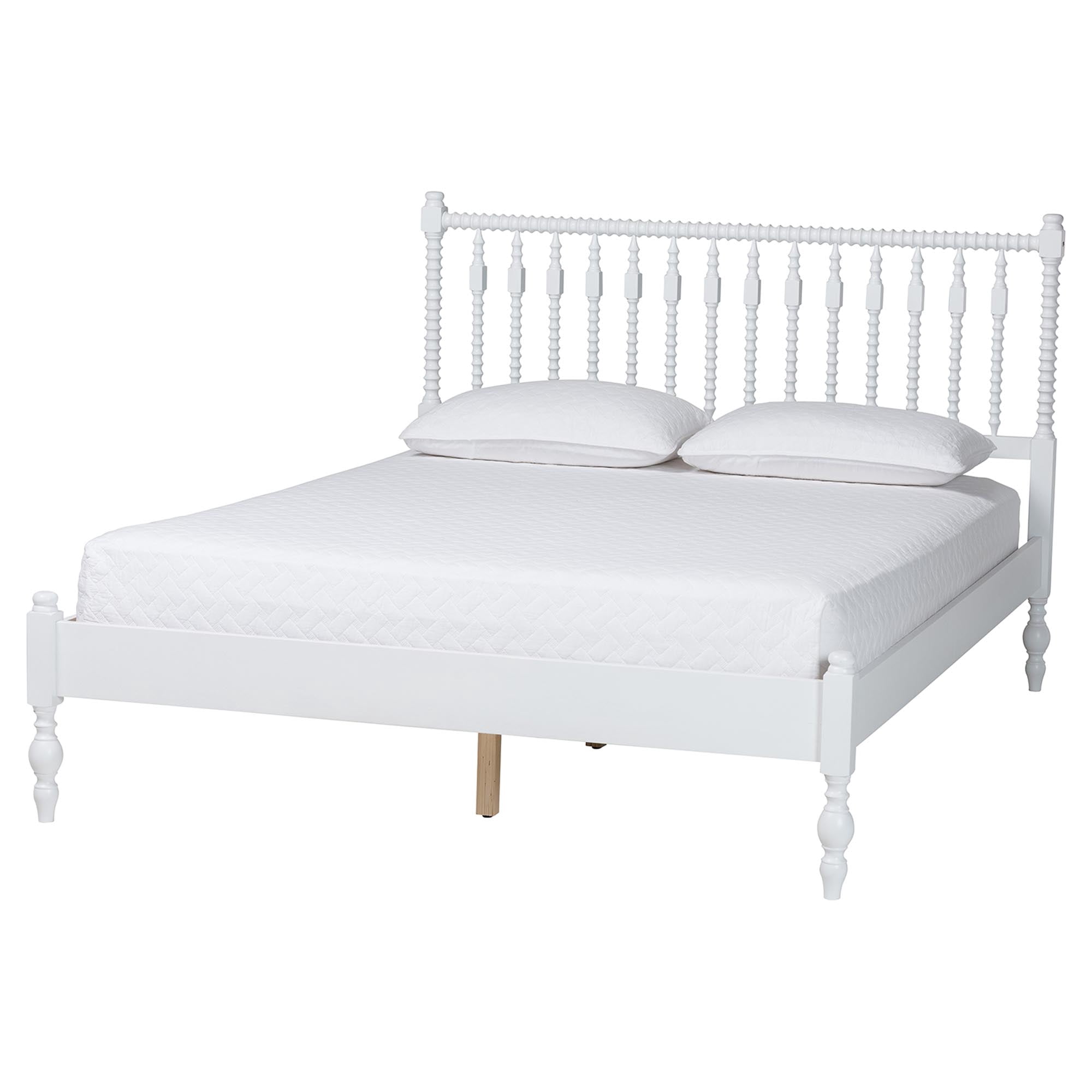 Baxton Studio Callison Farmhouse Bedroom Set, Queen, 5-Piece, White