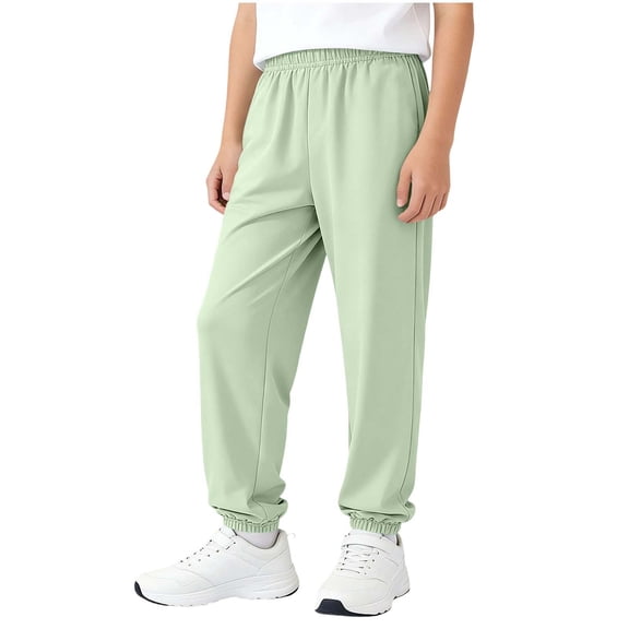 Boys Girls Ice Silk Sweatpants Lightweight Running Athletic Joggers with Pockets & Drawstring