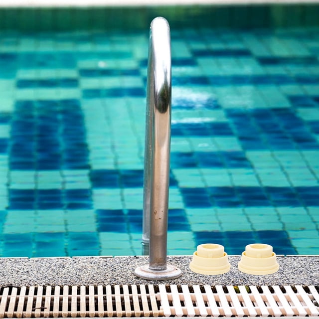 Minkissy 2Pcs Pool Ladder Rubber End Caps Beige Antislip Replacement Feet Bumpers Easy Installation for Swimming Pools