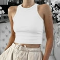 thumbnail image 2 of Duoif Tank Top for Women, Women's Cropped Tank Tops Ribbed Sleeveless Crew Neck Blouses Summer Casual Basic Tops Womens Tank Tops Womens Tops White XXL, 2 of 4
