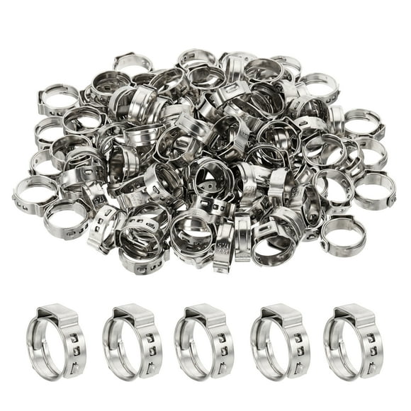1/2 Inch PEX Crimp Rings Single Ear Hose Clamps for PEX Tubing 120 Pack