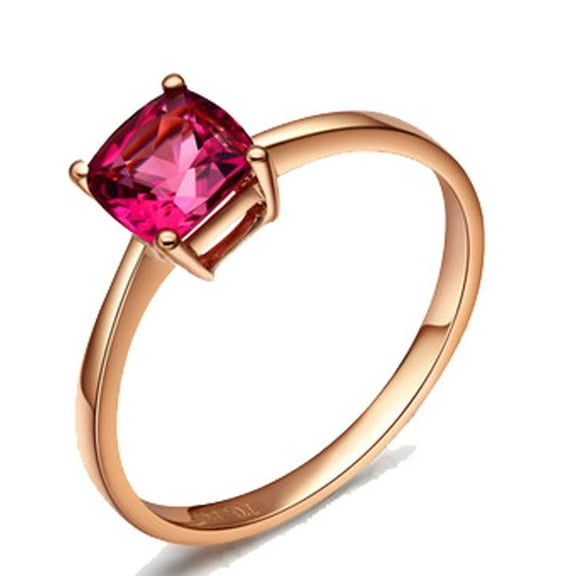 Solitaire 1.30 Carat 6mm cushion cut Red Ruby Gemstone Engagement Ring in 10k Rose Gold