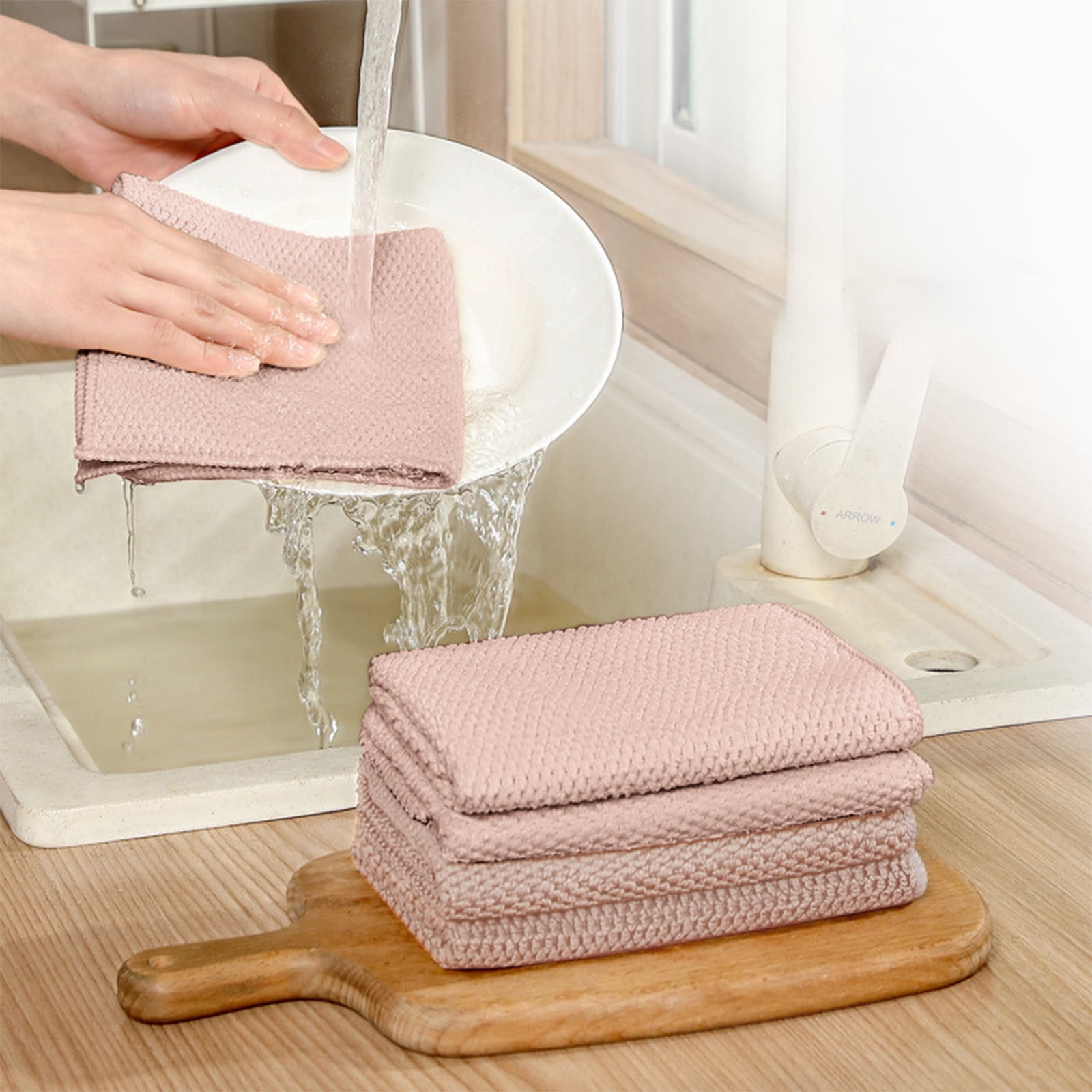 Lot 6 Torchons Microfibre Cuisine 30x40 Cm – Chiffons Nettoyage Sans Traces – Verre, Miroir, Voiture, Bureau – Multicolores