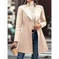 thumbnail image 5 of Women Winter Wool Blend Camel Mid-Long Coat - Singular-Breasted Lapel Jacket Outwear Apricot S, 5 of 9