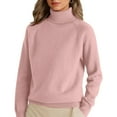 thumbnail image 2 of Turtleneck Tops for Women Sweaters Long Sleeve Jumper Knitted Pullover Warm Sweater 2025 Pink M, 2 of 4