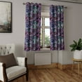 thumbnail image 2 of Ambesonne Floral Grommet Curtain, Tropical Forest Leaves Retro, 50"x108", Quartz Turquoise and Black, 2 of 5