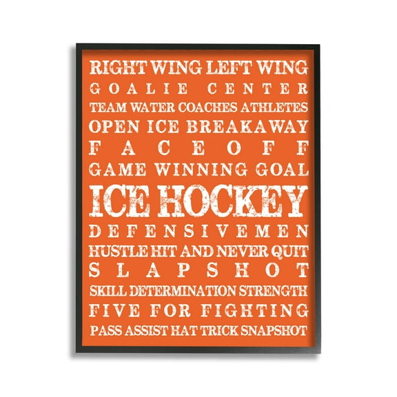 Stupell Industries Ice Hockey Phrases Sports Painting Black Framed Art Print Wall Art, 11 x 14