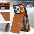 thumbnail image 5 of Allytechgroup iPhone 13 Pro Max Wallet Case, Ring Holder Stand Cards Slots Shockproof Retro Flip Back Cover Phone Case for Apple iPhone 13 Pro Max, Brown, 5 of 7