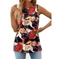 thumbnail image 3 of Fantaslook Womens Tank Tops Crewneck Casual Summer Side Split Sleeveless Shirts Floral Blouses, 3 of 9