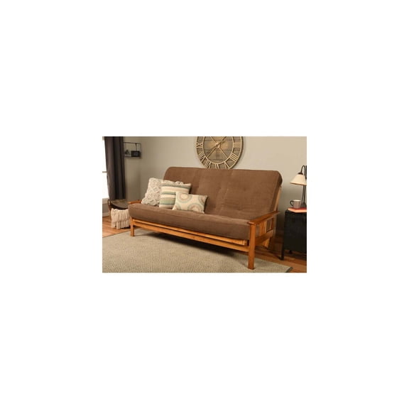Wood Futon Frame Queen Size - Classic Style Sofa Bed with Mission Arms