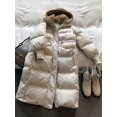 thumbnail image 2 of Chaqueta de plumón con capucha extraíble de lana acolchada de algodón para mujer, abrigo largo suelto, grueso, cálido, Parka de nieve, Invierno, 2 of 5