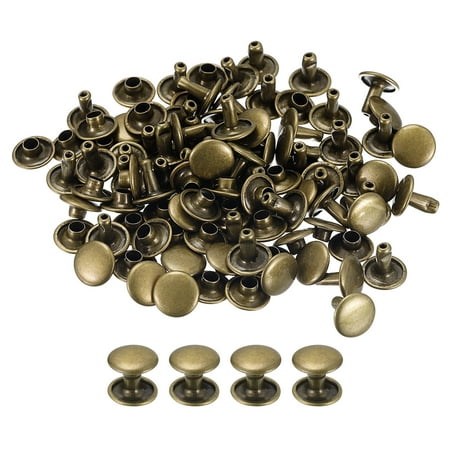 

100 Sets Leather Rivets 9mm Double Cap Rivets 8mm Height Studs Bronze Tone