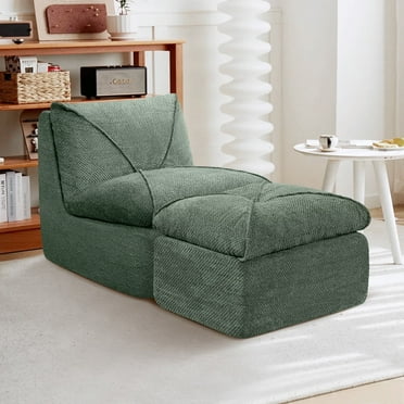 COOLHUT 29.1"W Accent Chair, Upholstered Beanbag Sofa Chair, Modern Single Chair Accent Chair for Living Room Bedroom with Ottoman, Olive Green