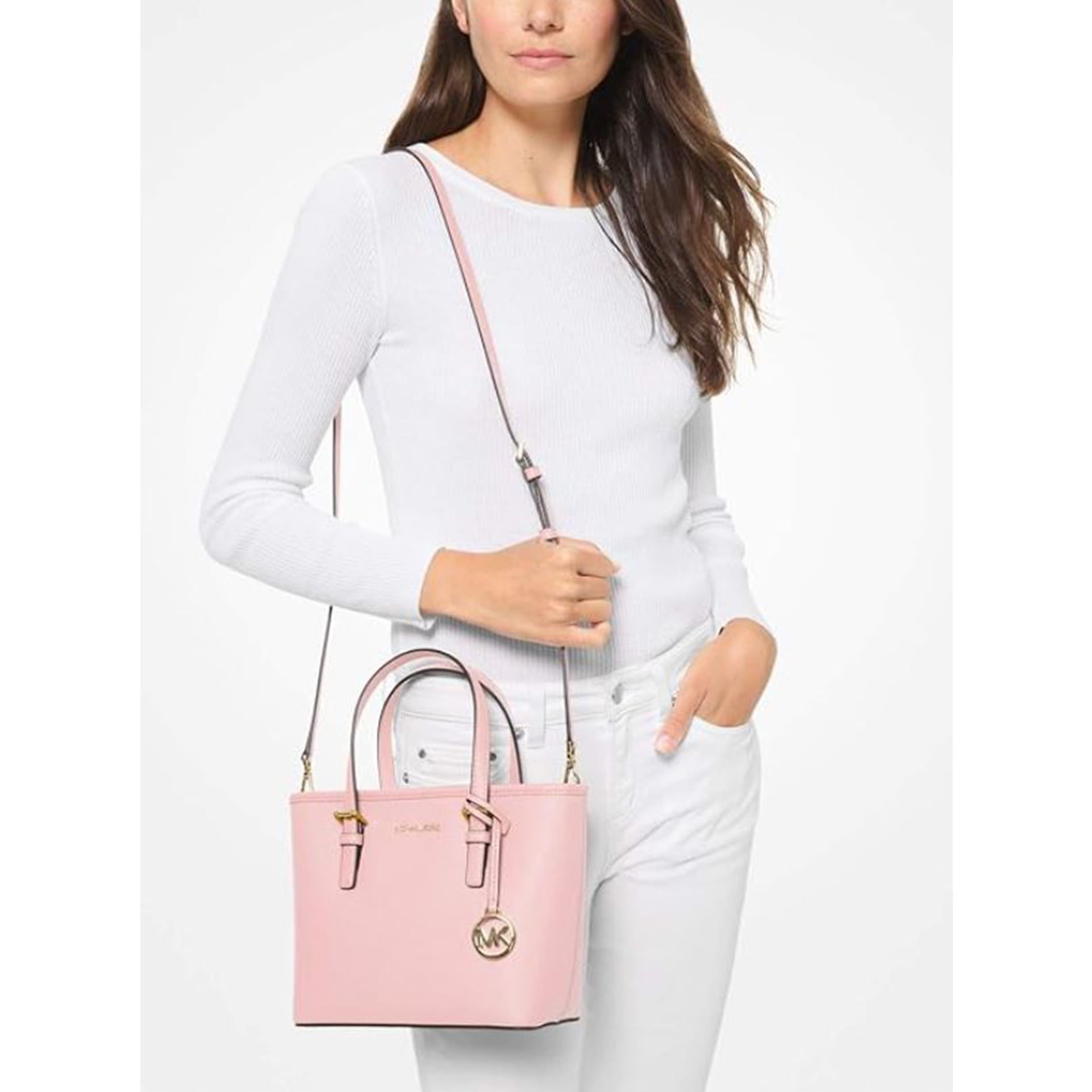 Michael Kors Jet Set Travel XS Tote Bag, Powder Blush, Saffiano