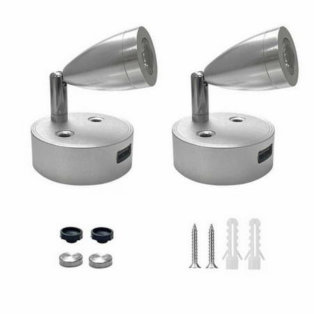 

Gerich 2 Pcs 12V LED Interior Spot Reading Light Camper Van Caravan Boat Touch Switch USB