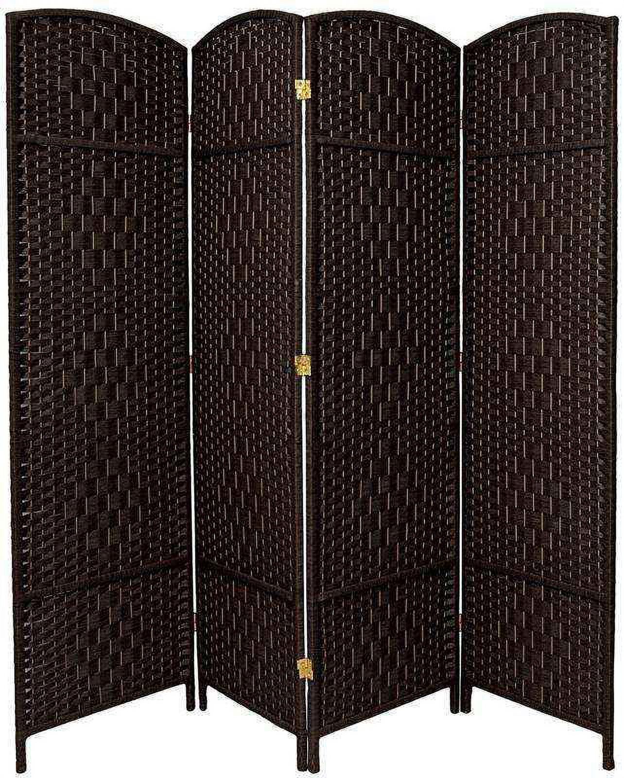 Oriental Furniture 6 ft. Tall Diamond Weave Room Divider - Black - 4 Panel - image 2 of 2