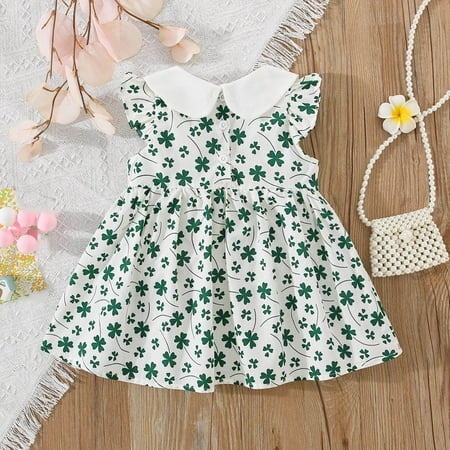 

PEASKJP Spring Dresses for Girls 2023 Children Girls Sleeveless A-Line Formal Floral Floral Boho Flutter Dress Fit Flare Maxi Dresses for Girls 2023 Green 6-12 Months