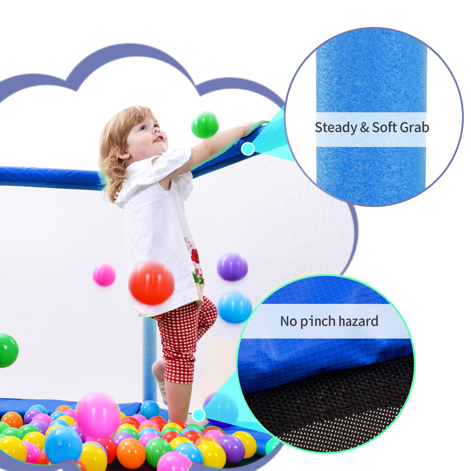 Arspjes 55'' Trampoline for Kids,Indoor Outdoor Mini Trampoline with Safety Enclosure Net and Balls,Small Trampoline Birthday Gifts for Boys and Girls,Blue