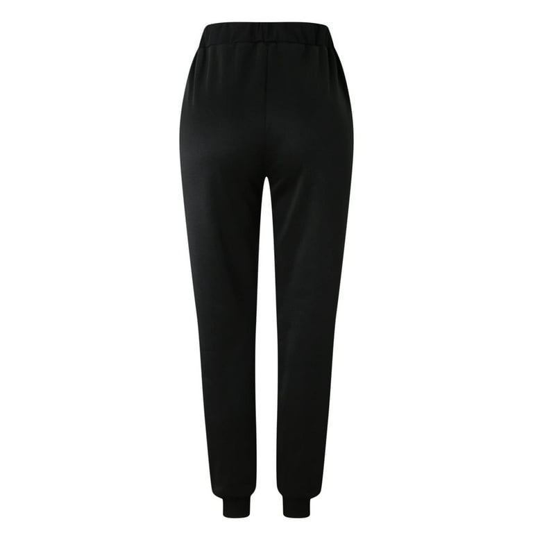 Womens High Waisted Sweatpants Elastic High Waisted Joggers Casual Loose  Sport Pants with Pockets Cinch Bottom Trousers