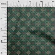 oneOone Organic Cotton Poplin Twill Fabric Leaves & Geometric Block Decor Fabric Printed BTY 42 Inch Wide