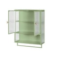 thumbnail image 5 of 23.62" Wall Cabinet with 2 Glass Doors, Metal Hanging Cabinet with Rack, Open Shelf and Two-tier Enclosed Storage, Storage Cabinet Medicine Cabinet for Bathroom Kitchen, Green, 5 of 9