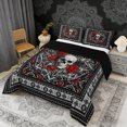 thumbnail image 2 of Erosebridal Sugar Skull Full Size Comforter Sets, Bohemian Aztec Mandala Bedding Sets, Black Gray Red, Black Reversible 3pcs, 1 Comforter and 2 Pillowcases, 2 of 6