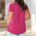 thumbnail image 4 of Olyvenn Plus Size Summer Tops for Women 2025 V-Neck Tunic Tops Short Sleeve Blouses Casual Basics Solid Henley Shirts Hot Pink XXXL, 4 of 7