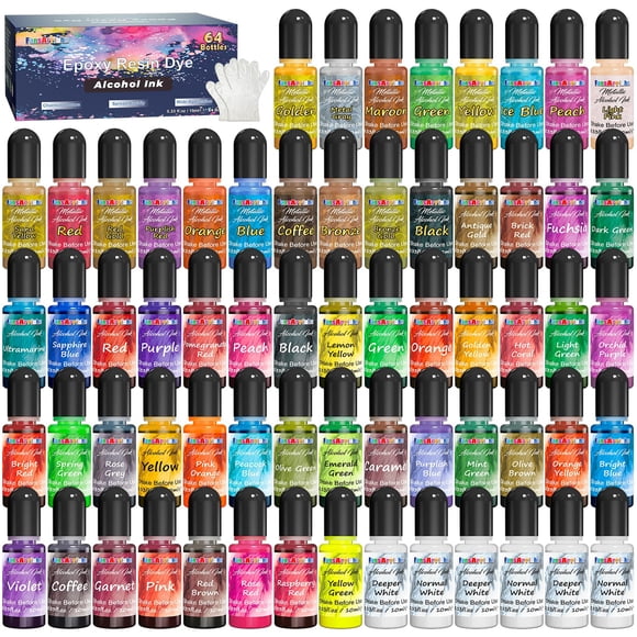 Juego de tintas con alcohol FansarRiche, 64 colores, 10 ml cada uno, para resina