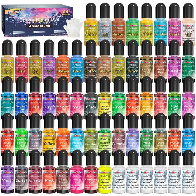 Juego de tintas con alcohol FansarRiche, 64 colores, 10 ml cada uno, para resina