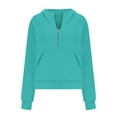 thumbnail image 4 of NOLDARES Womens Warm Cozy High Neck Long Sleeve Solid/Color Block 1/4 Zip Casual Pullover Sweatshirts(Mint Green,XL), 4 of 5