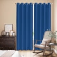 thumbnail image 3 of Pure Navy Blue Kitchen Curtains 96 Inch Length, Simple Solid Color Grommet Top Bedroom Living Room Curtains, Light Filtering Cafe Curtain Drapes 2 Panels Set 104''x96'', 3 of 9