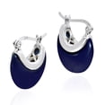 thumbnail image 2 of Chic and Sleek Blue Lapis Crescent Moon on Sterling Silver Huggie Earrings, 2 of 5