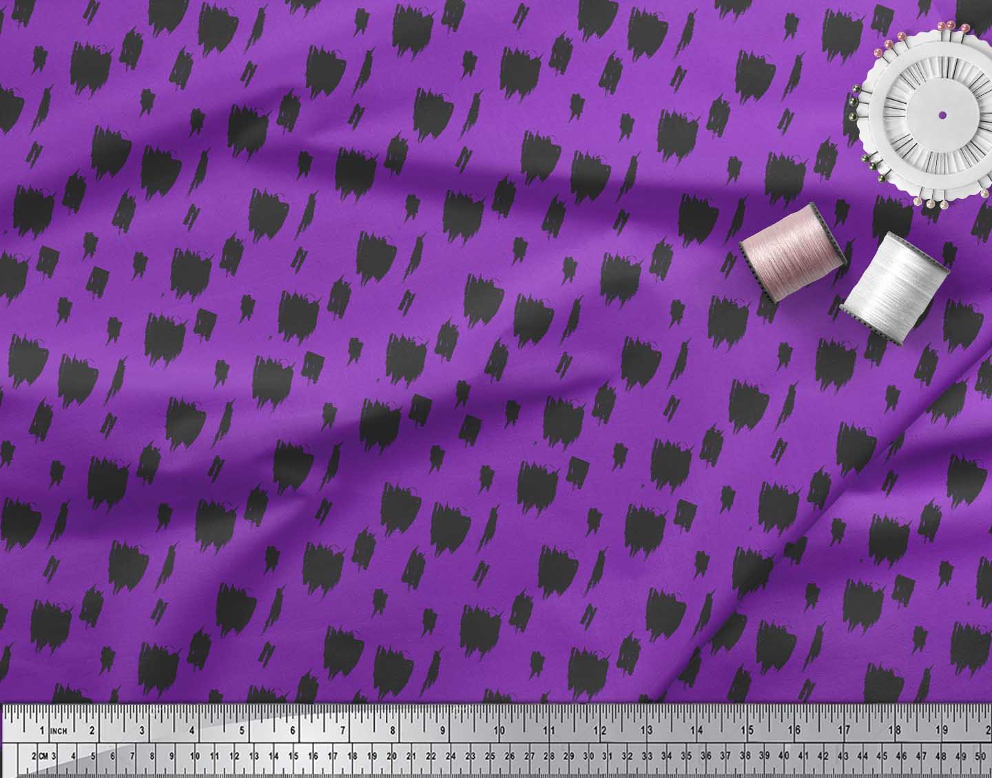 Soimoi Purple Silk Fabric Brush Stroke Abstract Printed Craft Fabric by the Yard 42 Inch Wide