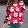 thumbnail image 2 of IROINNID Long Sleeve T Shirt for Women Crewneck Long Sleeve Shirts Casual Funny Christmas Print Loose Fit Tops,Hot Pink, 2 of 5